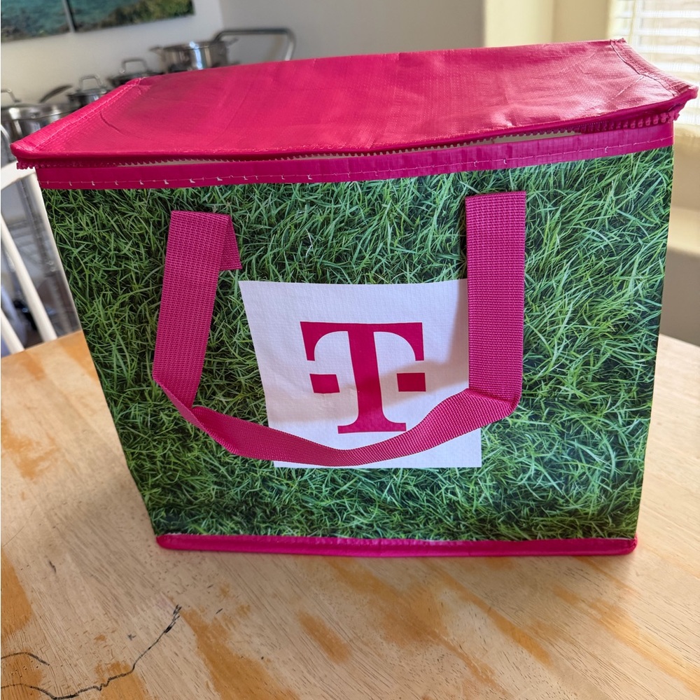 Pink and Green Tote Cooler Bag
